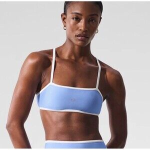Alo Yoga Airlift Charger Bra Crystal Clear Blue/White XXS New RARE